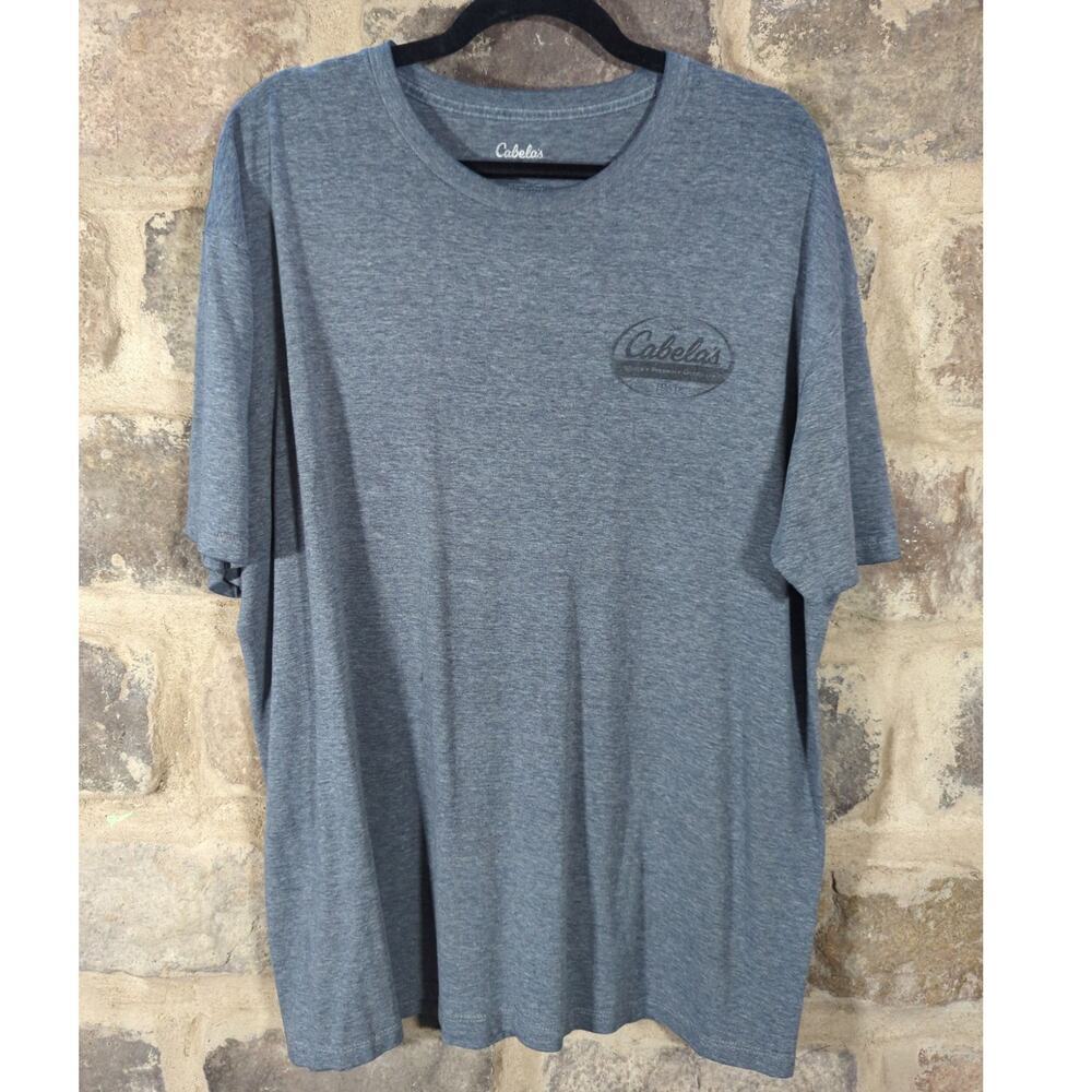 Cabela's Tee Shirt Men's 2XL Blue Graphic Faded Style Lightweight Casual